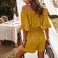 Solid color casual one-shoulder jumpsuit