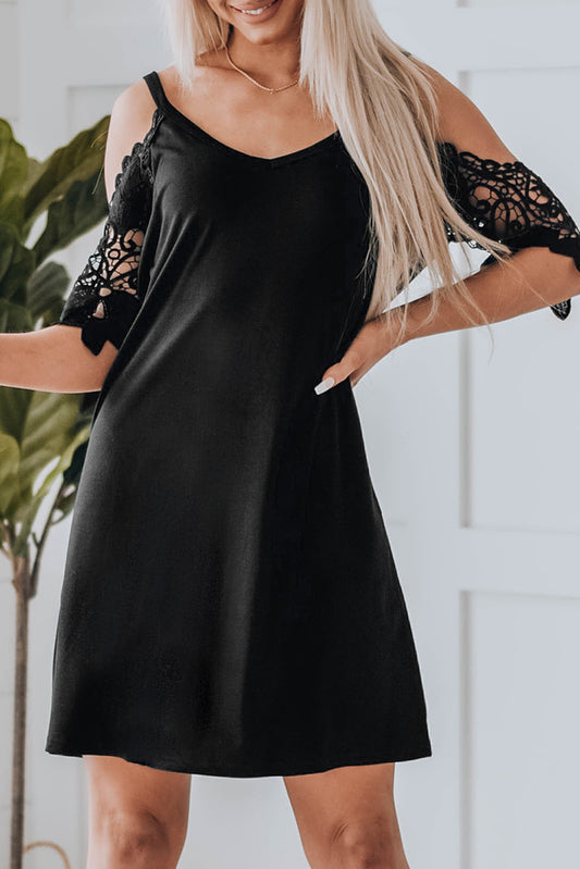 Black Cold Shoulder Mini Dress