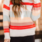 Crew Neck Drop-shoulder Striped Color Block Sweater