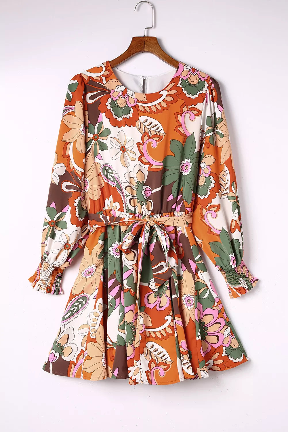 Orange Abstract Floral Mini Dress