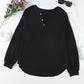Buttoned V Neck Cotton Loose Fit Top