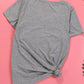 V Neck Stars Print Gray T-shirt