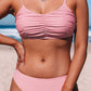 Pink Ruched Bikini Solid 2pcs Swimsuit