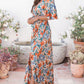 Sky Blue Floral Print Wrap Belted Maxi Dress
