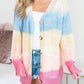 Rainbow Ombre Buttoned Cardigan with Pockets