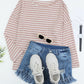 Striped Print Drop Shoulder Long Sleeve Top