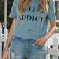 Letter Print Distressed Tee