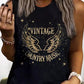 Black Vintage Country Music Wing Glitter Print Tank Top