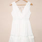 Lace Crochet Flounce V Neck Sleeveless Mini Dress