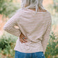 Striped Print Drop Shoulder Long Sleeve Top
