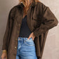 Snap Button Up Suede Jacket