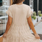 Khaki Eyelet Pattern Tiered Short Dress