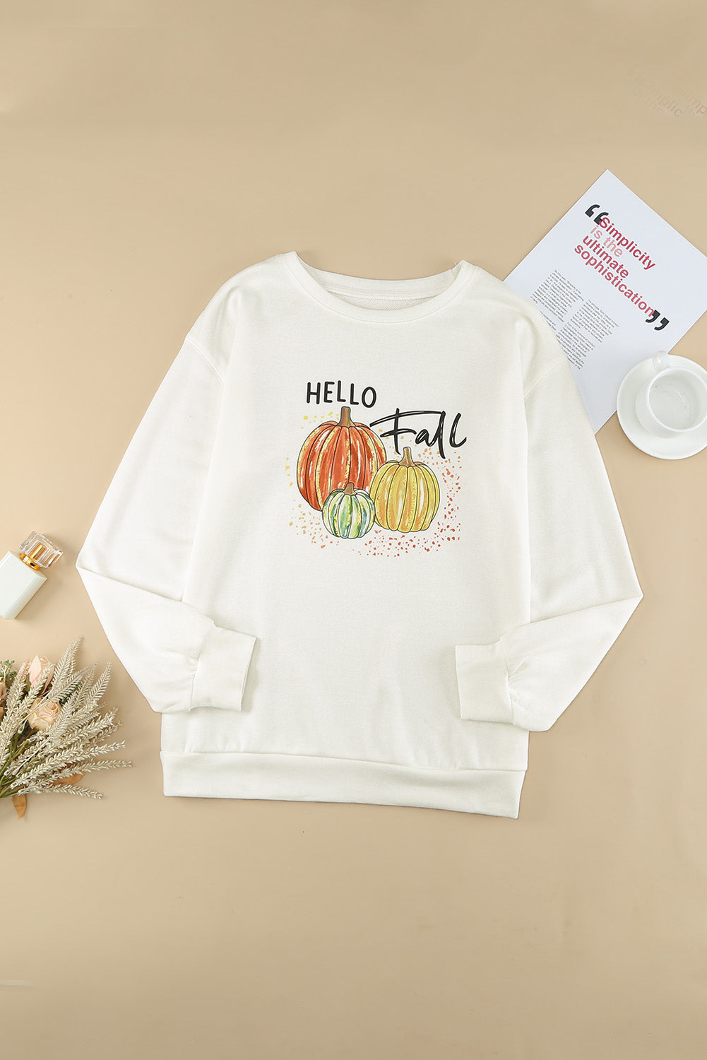 Letter Pumpkin Print Sweatshirt