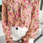 Floral Cape Ruffles Elastic Wrist Shirt