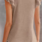 Khaki Solid Color V Neck Flutter Sleeve T-Shirt