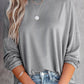 Loose Fit Wide Neck Batwing Sleeves Top
