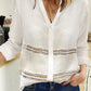 Long Sleeve Crochet Insert Crinkle Blouse