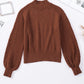 Solid Color Lantern Sleeve Knitted Sweater
