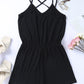 Spaghetti Straps V Neck Crisscross Back Romper