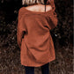 Brown Open Front Woven Texture Knitted Cardigan with Pockets