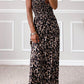 Leopard Smocked Bodice Strapless Maxi Dress