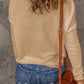 Apricot Solid Drop Shoulder Pullover Sweater