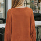 Brown Drop Shoulder Wide Sleeve Loose Sweater