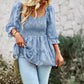 Paneled Lace Floral Chiffon Top