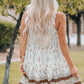 White Ruffled Neckline Floral Print Button Sundress