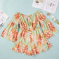 Floral Off the Shoulder Bell Sleeve Romper