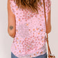 Pink Floral Print Drawstring Frill Trim Sleeveless Top