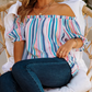 Stripe Off The Shoulder Rainbow Striped Top