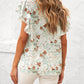 Floral Ruffle Crew Neck Short Sleeve Top