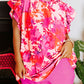 Rose Ruffle Tiered Sleeve Frill Neck Floral Plus Size Blouse