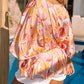 Orange Plus Size Floral Print V Neck Peplum Blouse