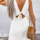 White Embroidered Back Knot Sleeveless Maxi Dress