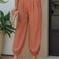Orange Pockets Ankle-length High Waist Joggers