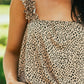Cheetah Smocked Ruffle Strap Tank Top