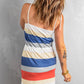 Spaghetti Straps Striped Drawstring Waist Mini Dress
