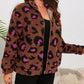 Leopard Zip Up Stand Collar Sherpa Teddy Jacket