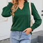 Frill V Neck Puff Long Sleeve Top