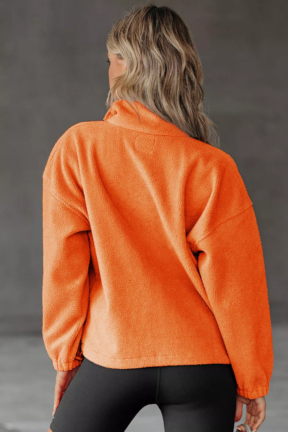 Half Button Pocketed Fleece Pullover Sweatshirt