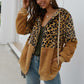 Winter leopard print patchwork hooded sweatshirt