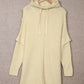 Apricot Waffle Knit Loose Slit Drawstring Hooded Sweater