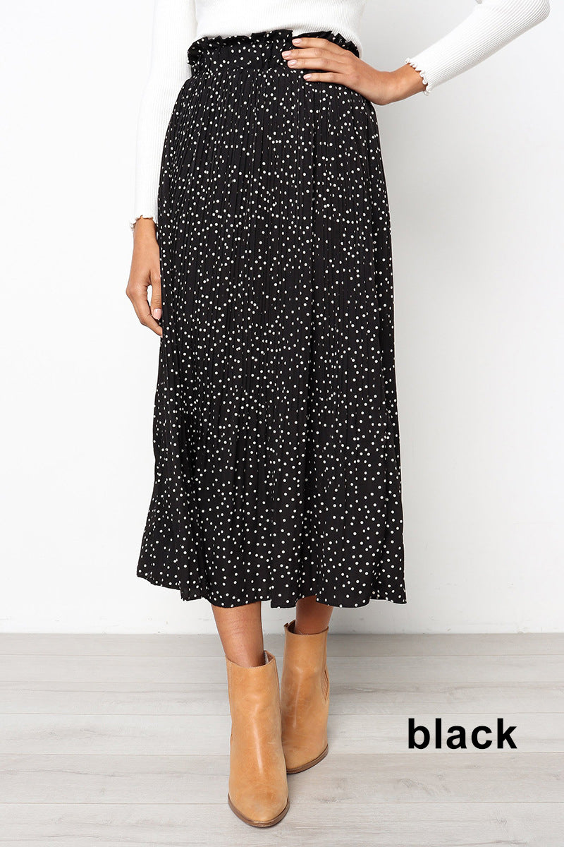 polka-dot pleated skirt