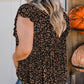 Black Plus Size Smocked Floral Blouse
