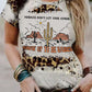 Western Leopard Cactus Slogan Print Graphic T Shirt