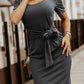 Tie Front Knit Midi Dress