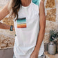White Aztec Pocket Shoulder Tank Top