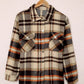 Geometric Plaid Print Pocketed Shacket